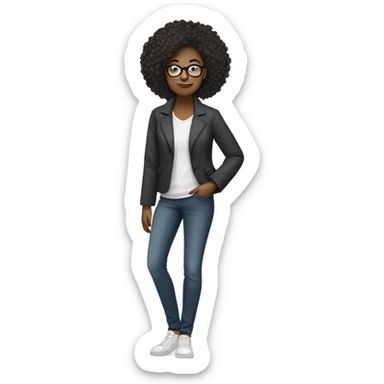 woman has a modern, minimalist look with natural hair, minimal makeup, and smart-casual outfits like jeans, blazers, and sneakers. She often wears a smartwatch or stylish glasses, balancing practicality and professionalism.






 sticker