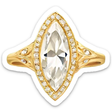 Vintage gold marquise engagement ring sticker