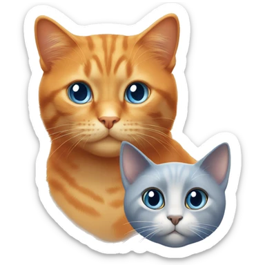 orange cat with blue eyes and gray cat with light brown eyes sticker