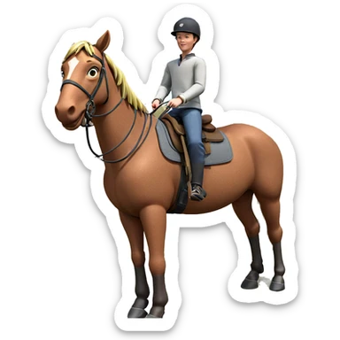 boy riding horse outdoors sticker