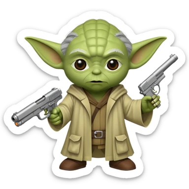 Yoda with a gun sticker