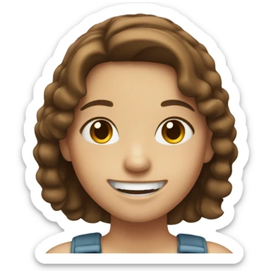 smiling girl with braces and brown hair sticker