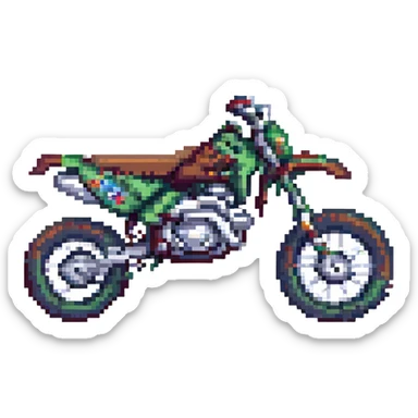 125cc dirtbike, side view, dynamic, detailed, pixel art style sticker