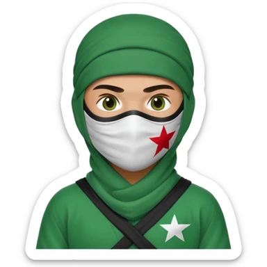 Ninja arab green and white with mask pakistani flag sticker