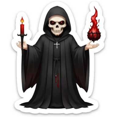 A preacher who's actually a demon.... but Noone knows it yet, in the style of your bleeding skull art. Dark gritty and menacing art style. full body sticker