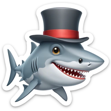 shark with a tophat sticker