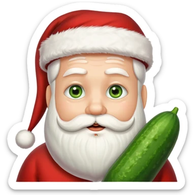 Santa with cucumber slices instead of eyes sticker