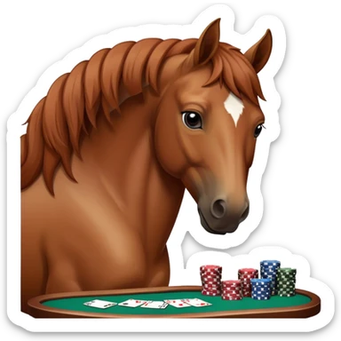 horse playing poker sticker