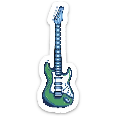 8-bit retro electric guitar, gaming style sticker