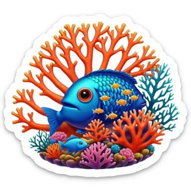 A colorful coral piece surrounded by tiny fish.


























































 sticker