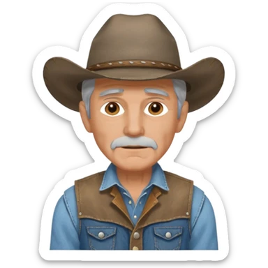 old cowboy with vest sticker