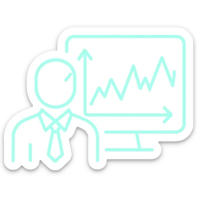 minimalist neon icon of a trader watching a volatile stock chart, color #0BD794, glowing lines sticker