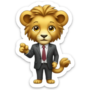 Cute Lion businessman trading sticker