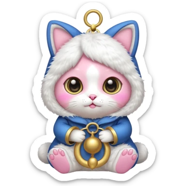 kawaii neko, cute outfit with bell sticker