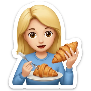 woman eating croissant sticker