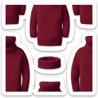 Burgundy knitted turtleneck sweater on Pale yellow colors sticker