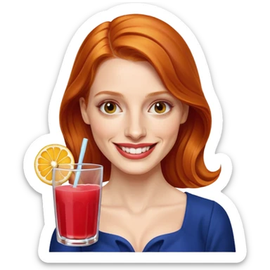 Jessica Chastain, making fruit punch sticker