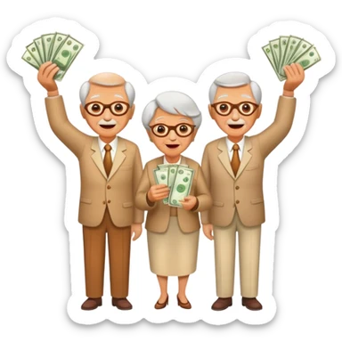 Old people slinging money  sticker