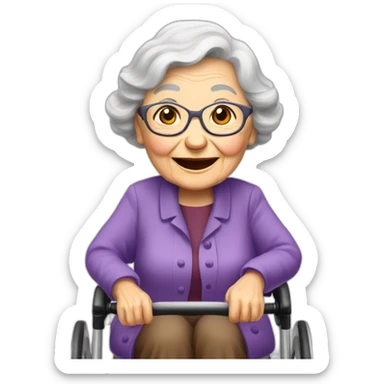 Very old grand ma with rollator sticker