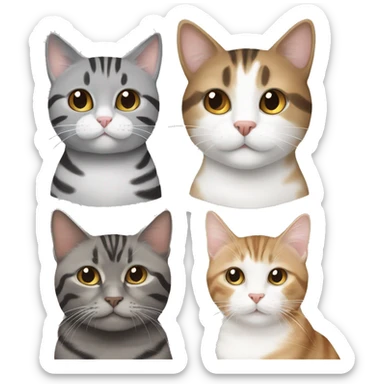 One gray and white tabby cat and one brown and black tabby cat sticker