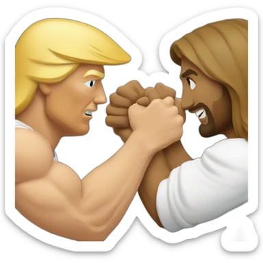 Donald Trump arm wrestling with jesus sticker