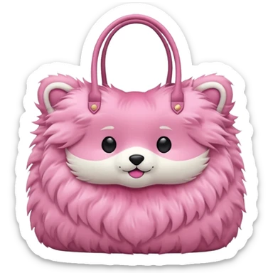 pink fur tote bag  sticker