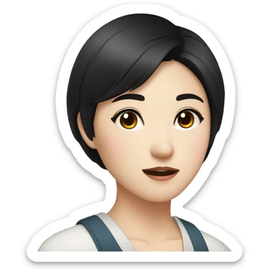 fermer korean girl short black hair sharp jawline, attractive sticker