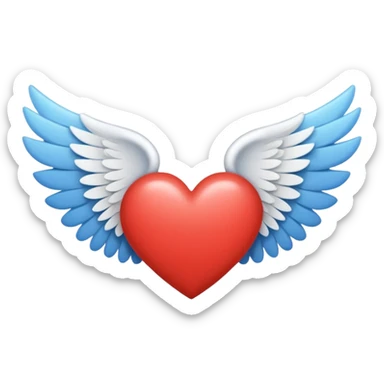 A heart in the middle of two wings mini mal sticker