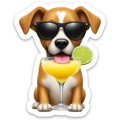 Dog with sunglasses and a margarita  sticker