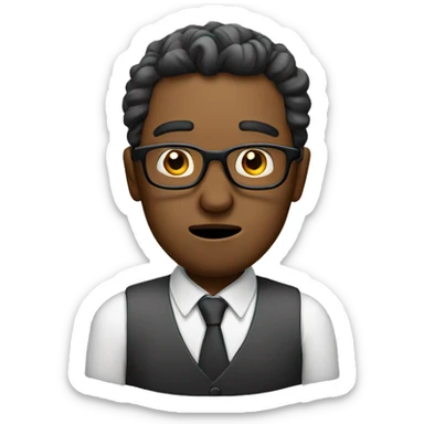 A man with glasses who is seriously thinking about something. sticker