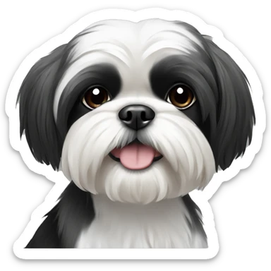 Black and white shihtzu sticker