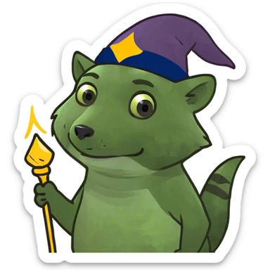 Raccoon wizard sticker