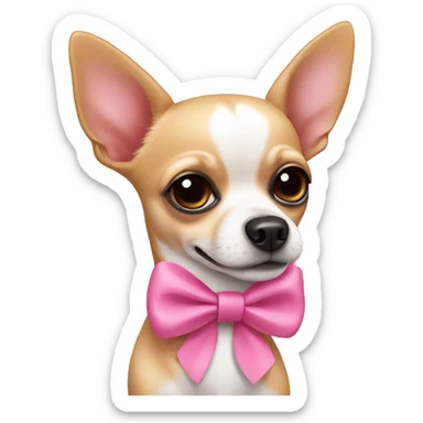 chihuahua wearing pink bow sticker