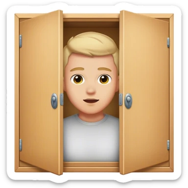 A gay man peeking out of a closet sticker