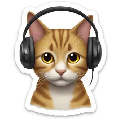 Cat with headphones  sticker