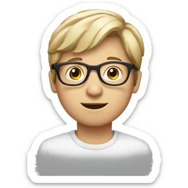a white european boy wearing glasses sticker