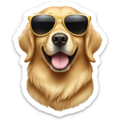 Golden retriever wearing sun glasses sticker