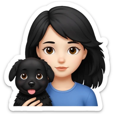 Girl with dog black sticker