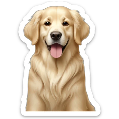 English cream golden retriever with a sloth on his back sticker