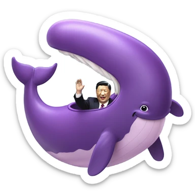 xi jinping riding purple whale with open mouth sticker