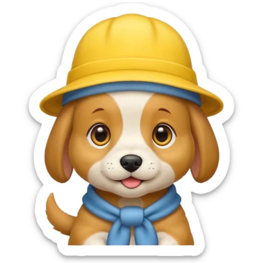 puppy yellow dog with hat yellow sticker