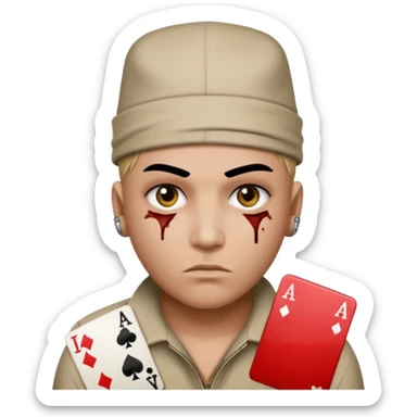 He Shot bullet on his head gangsta poker face sticker