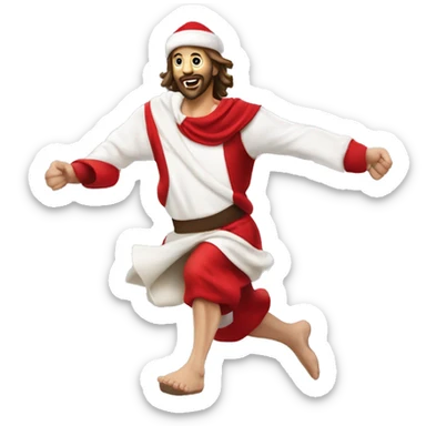 skipping sprint Jesus santa costume sticker
