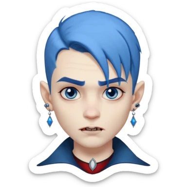 boy wampire with blue hair and face tattooed and extra big earing sticker