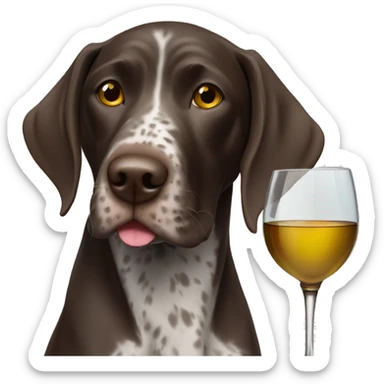German short haired pointer Dog drinking wine sticker
