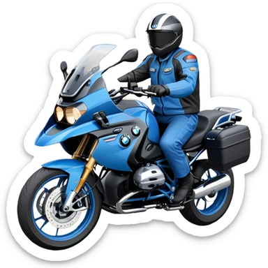 group of BMW motorcycles touring together on road sticker