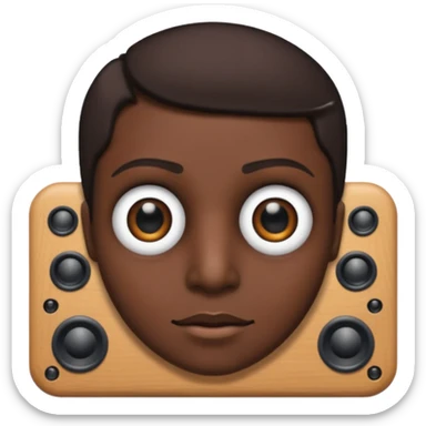 a speaker with eyes Black and buttons sticker