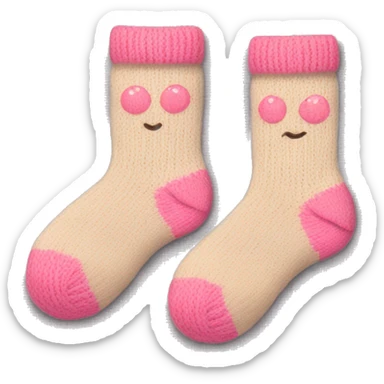 A pair of cute beige and pink knitted socks sticker
