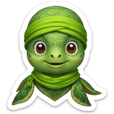 cute sea turtle wearing a lime pirate scarf sticker