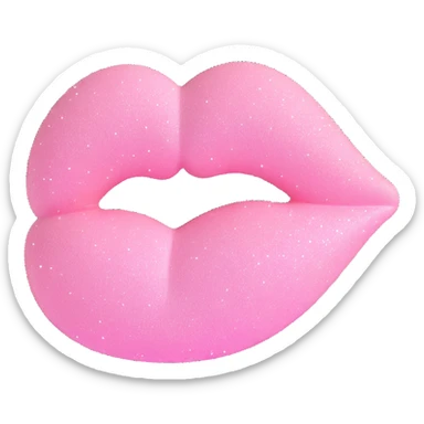 cute pastel pink kiss mark, glittery sparkles, dreamy and soft, 3D style sticker